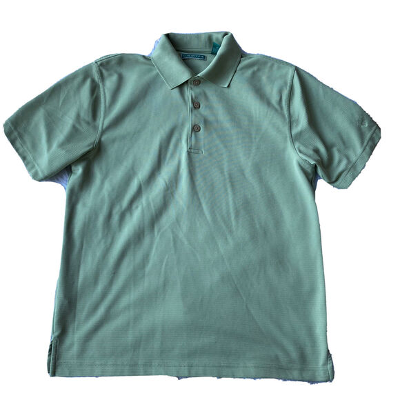 Cubavera Other - Cubavera Polo Shirt Sz M Mens Green Solid Color Ribbed Polyester Golf Casual